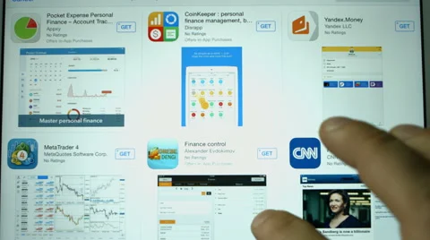 Man selects an application on a Tablet PC Video stock 47754746