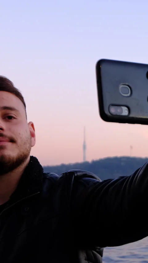 Man Selfie with Istanbul Stock Footage 296602295