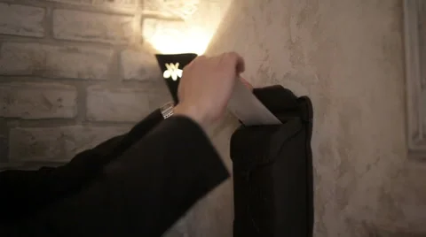 Man send a postcard Stock Footage 49023175