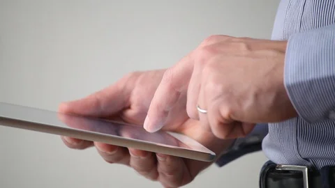 Man sending email from wireless gadget, internet on digital tablet computer Stock Footage 98100108