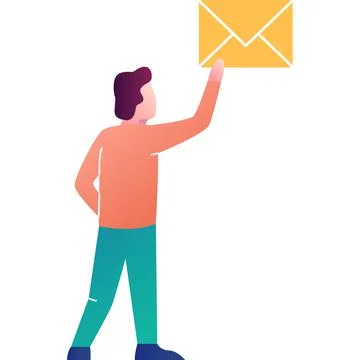 Man sending letter vector icon isolated on white Stock Illustration