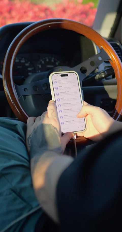 Man sending SMS messages, checking emails, or typing notes on... Stock Footage 347409365