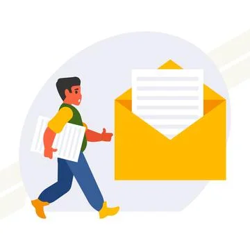 Man-sends-a-letter Stock Illustration
