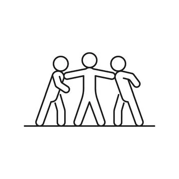 Man separates fighting people. Stop conflict and quarrel. Trainer says word s Stock Illustration