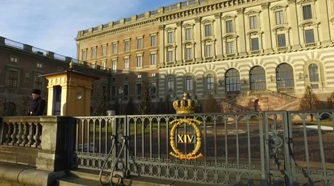 Man Serves As A Guard At The Royal Palace In Stockholm, Sweden. Stock Footage 61966779