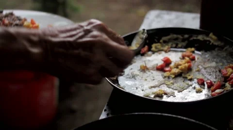 Man serving local food on plate Stock Footage 48734150