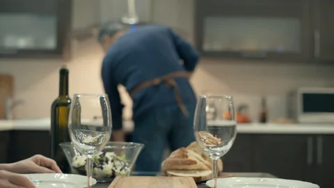 Man serving supper for romantic evening. Stock Footage 85794197
