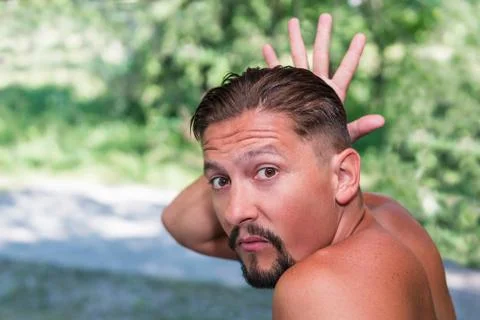 Man sets himself horns Stock Photos