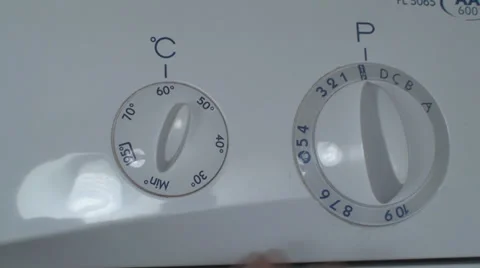 Man Setting Program On A Washing Machine Point Of View Video stock 36294214