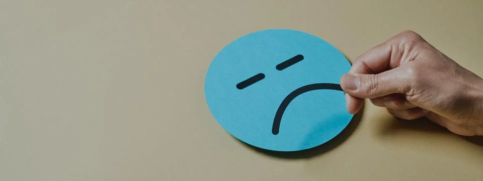 Man setting a sad face, web banner format Foto stock