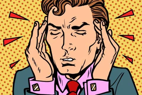 Man with severe headache Stock Illustration
