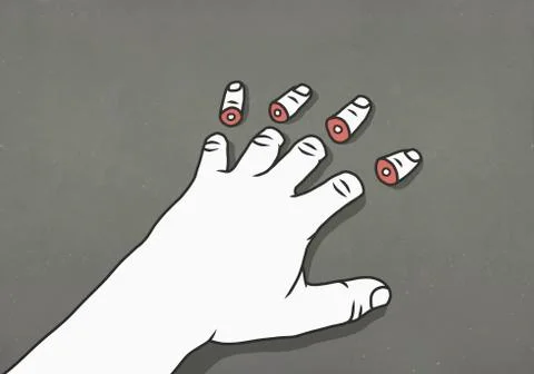 Man with severed fingertips Stock Illustration