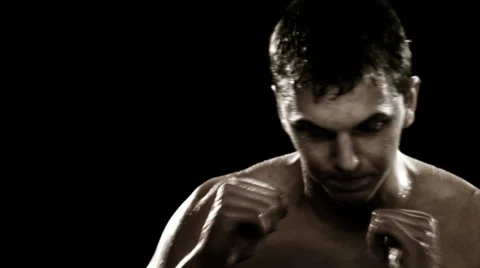 Man shadow boxing Stock Footage 33830919