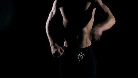 Man shadow boxing. Stock Footage 92154326