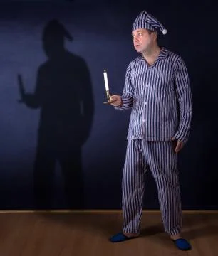 Man with shadow 스톡 사진