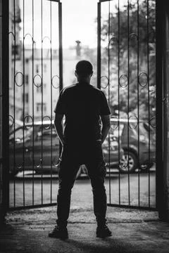 The Man in the Shadows Stock Photos