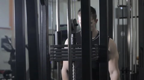 Man shakes muscles on the hands Stock Footage 62744592