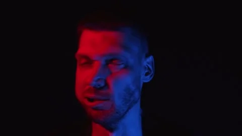 Man shaking his head left right like a dog. face emotions Stock Footage 158587428