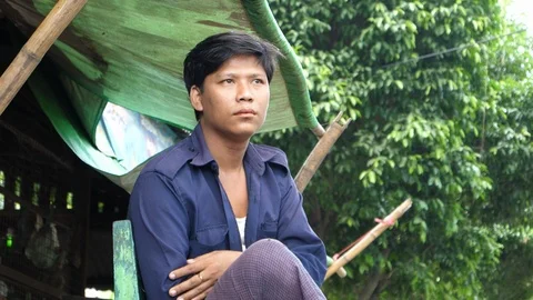 Man in Shan State in Myanmar, Burma, Asia in 4K Stock Footage 94875681
