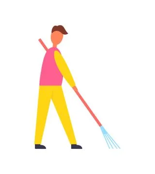 Man Shape Working on Farm with Tool Vector Icon Illustrazione stock