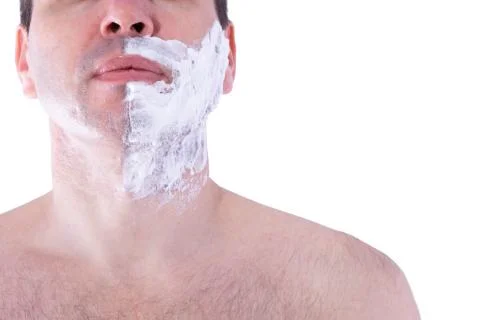 Man shaved his face only half Stock Photos
