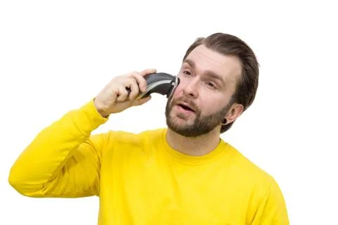Man shaving beard Stock Photos