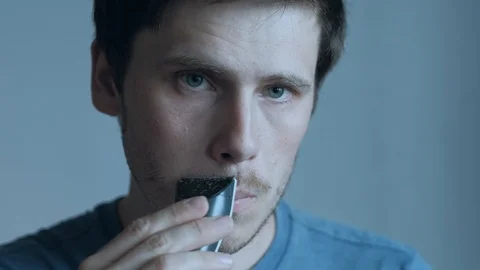 Man Shaving With Electric Razor. Stock-Footage 113443016
