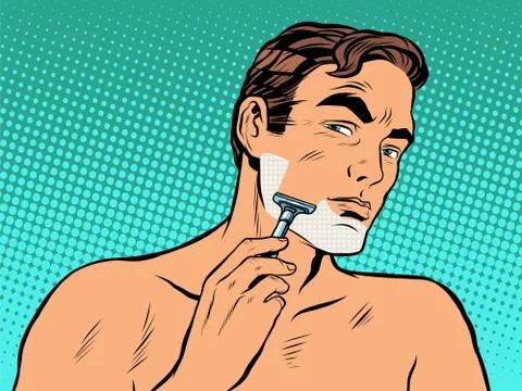 Man shaving foam Stock Illustration