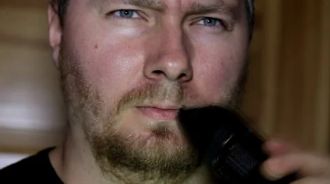 Man shaving his beard time lapse Stock Footage 36645719