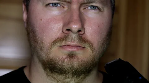 Man shaving his mustache Stock Footage 36645706