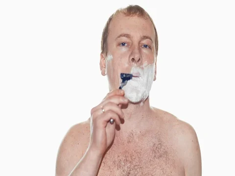A man shaving. Slow motion 스톡 동영상 73699934