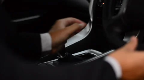 Man shift gear control for driving Stock Footage 68676924