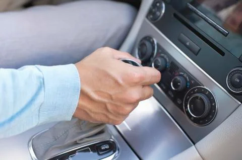 Man shifting automatic car gear Stock Photos