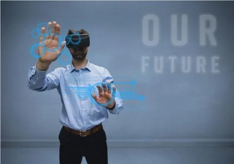 Man in shirt with vr future Stock Photos