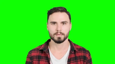 Man shock face on green screen. Stock Footage 101893078