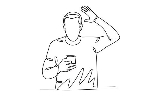 A man is in shock while playing cellphone Stock Illustration