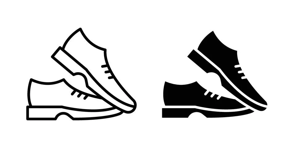 Man shoe icon linear versions pack on white background Stock Illustration