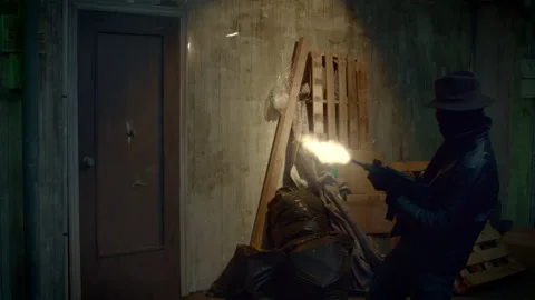 Man Shooting At A Door Vídeos de archivo 227723672