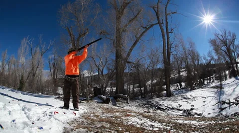 Man Shooting Gun Stock Footage 33722598