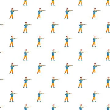 Man shooting rifle in seamless pattern background Stock Illustration