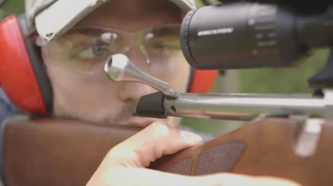 Man shooting a Shotgun at a range V2 Stock-Footage 53643793