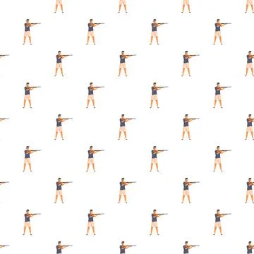 Man shooting shotgun seamless pattern for sports background Stock Illustration