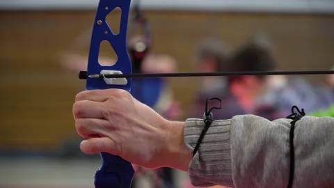 Man Shoots An Arrow From A Bow. Stock Footage 332417250