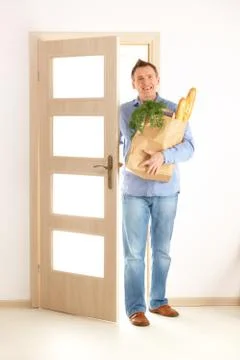 Man with shopping bag Stock Photos