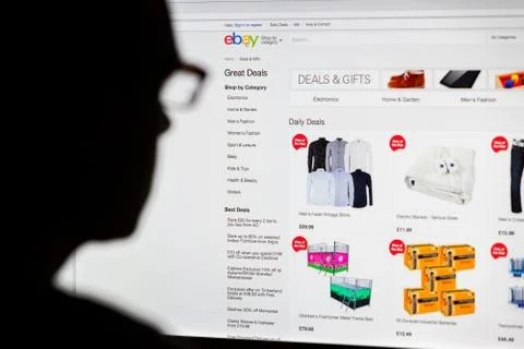 Man Shopping on Ebay Stock Photos