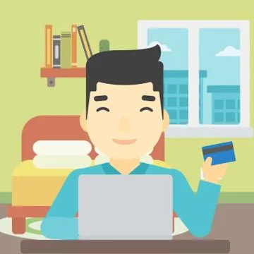 Man shopping online using his laptop Stock Illustration