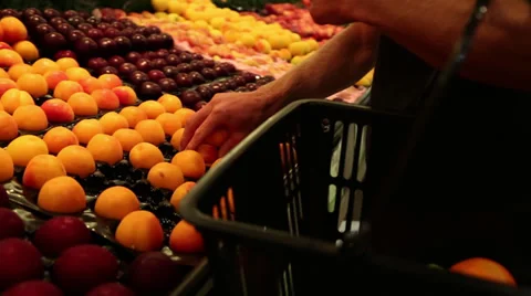 Man Shops for Fruit and Vegetables at Market Stock Video 動画素材 34367544