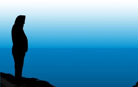 Man On The Shore Stock Illustration