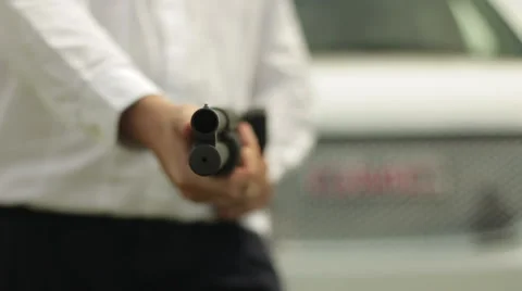 Man with Shotgun 스톡 동영상 44213524