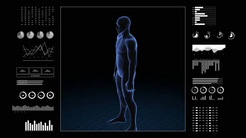 Man with shoulder pathology. 3d body of boy. Rotating animation and closeup o Vídeo Stock 202072686